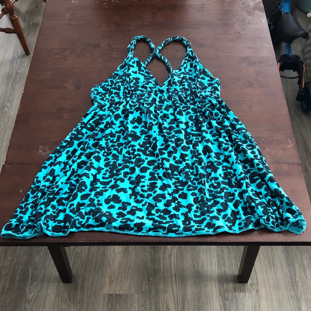Babydoll Leopard Print Crisscross Mini Dress